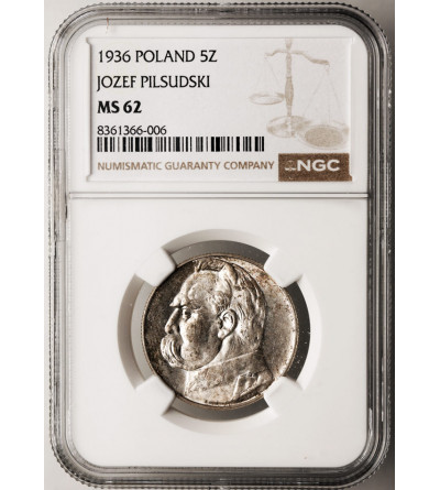 Polska. 5 złotych 1936, Józef Piłsudski - NGC MS 62