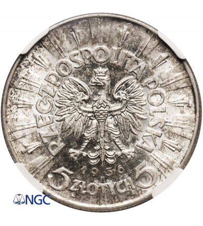 Polska. 5 złotych 1936, Józef Piłsudski - NGC MS 62
