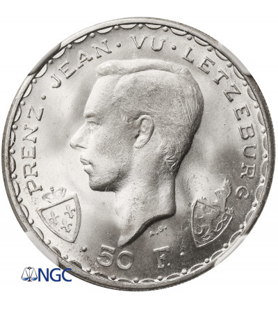 Luxembourg. 50 Francs 1946, 600th Anniversary of the Death of John the Blind at the Battle of Crécy - NGC MS 65