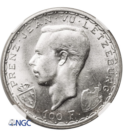 Luxembourg. 100 Francs 1946, 600th Anniversary of the Death of John the Blind at the Battle of Crécy - NGC MS 65