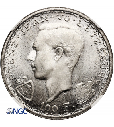 Luxembourg. 100 Francs 1946, 600th Anniversary of the Death of John the Blind at the Battle of Crécy - NGC MS 66