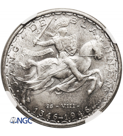 Luksemburg. 100 franków 1946, 600 Rocznica Śmierci Jana Ślepego w bitwie pod Crécy - NGC MS 66