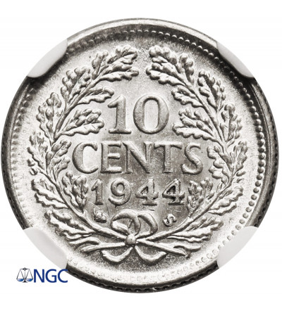 Netherlands. Wilhelmina I, 1890-1948. 10 Cents 1944 S, San Francisco - NGC MS 63