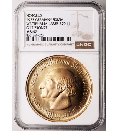 Germany, Westfalen / Westphalia. Notgeld, 50 Millionen Mark 1923, Minister von Stein - NGC MS 67
