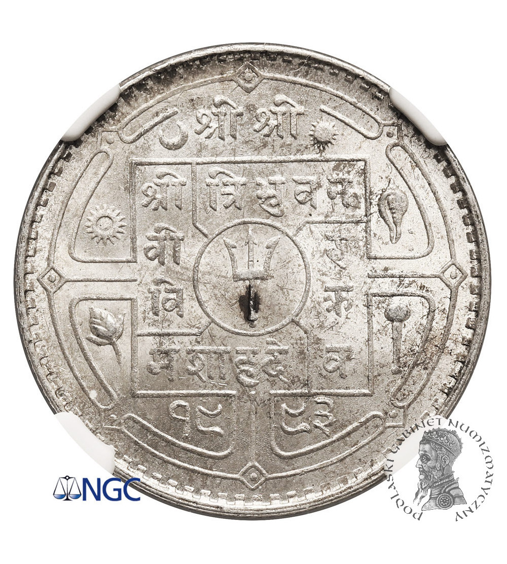 Nepal, Tribhuvana Bir Bikram, VS 1968-2007 / 1911-1950 AD. 50 Paisa, VS 1993 / 1936 AD - NGC MS 64+