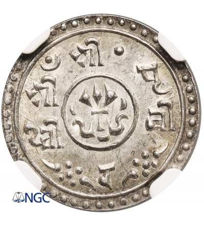 Nepal, Prithvi Bir Bikram 1881-1911 AD. 1/4 Mohar, SE 1833 / 1911 AD - NGC MS 66