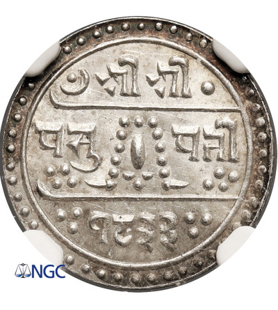 Nepal, Prithvi Bir Bikram, VS 1938-1968 / 1881-1911 AD. 1/4 Mohar, SE 1833 / 1911 AD - NGC MS 66