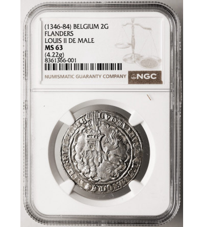 Vlaanderen (Flanders). Lodewijk II van Male, 1346-1384. AR Dubbele groot Botdrager, ND (ca. 1465-1484 AD) - NGC MS 63