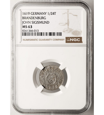 Prusy Książęce. Jan Zygmunt, 1608-1619. Półtorak (1/24 talara) 1619, Królewiec - NGC MS 63