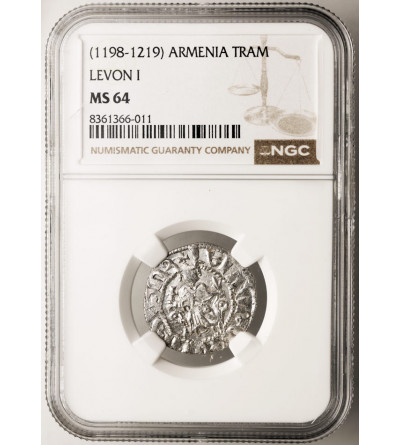 Armenia, Levon I 1199-1219 AD. AR Tram no date, Sis mint - NGC MS 64