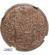 Niderlandy Hiszpańskie. Cu liczman / żeton (Rekenpenninge), 1668, Bruksela, Św. Michał zabijający diabła - NGC MS 64 BN
