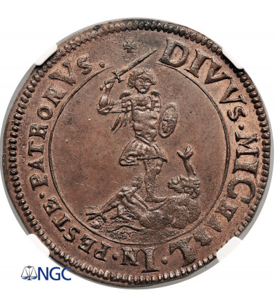 Spanish Netherland. Cu Jeton (Rekenpenninge), 1668, Brussels, St Michael killing the devil