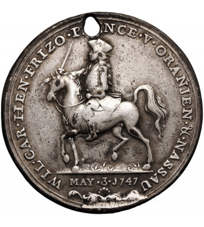 Niderlandy / Holandia, Wilhelm IV Orański (1747 - 1751). Medal 1747 upamiętniający nominację na generalnego stadhoudera