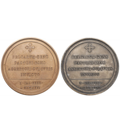 Belgia. Zestaw dwóch medali 1926 upamiętniających śmierć kardynała Desiré Felicien François Joseph Mercier