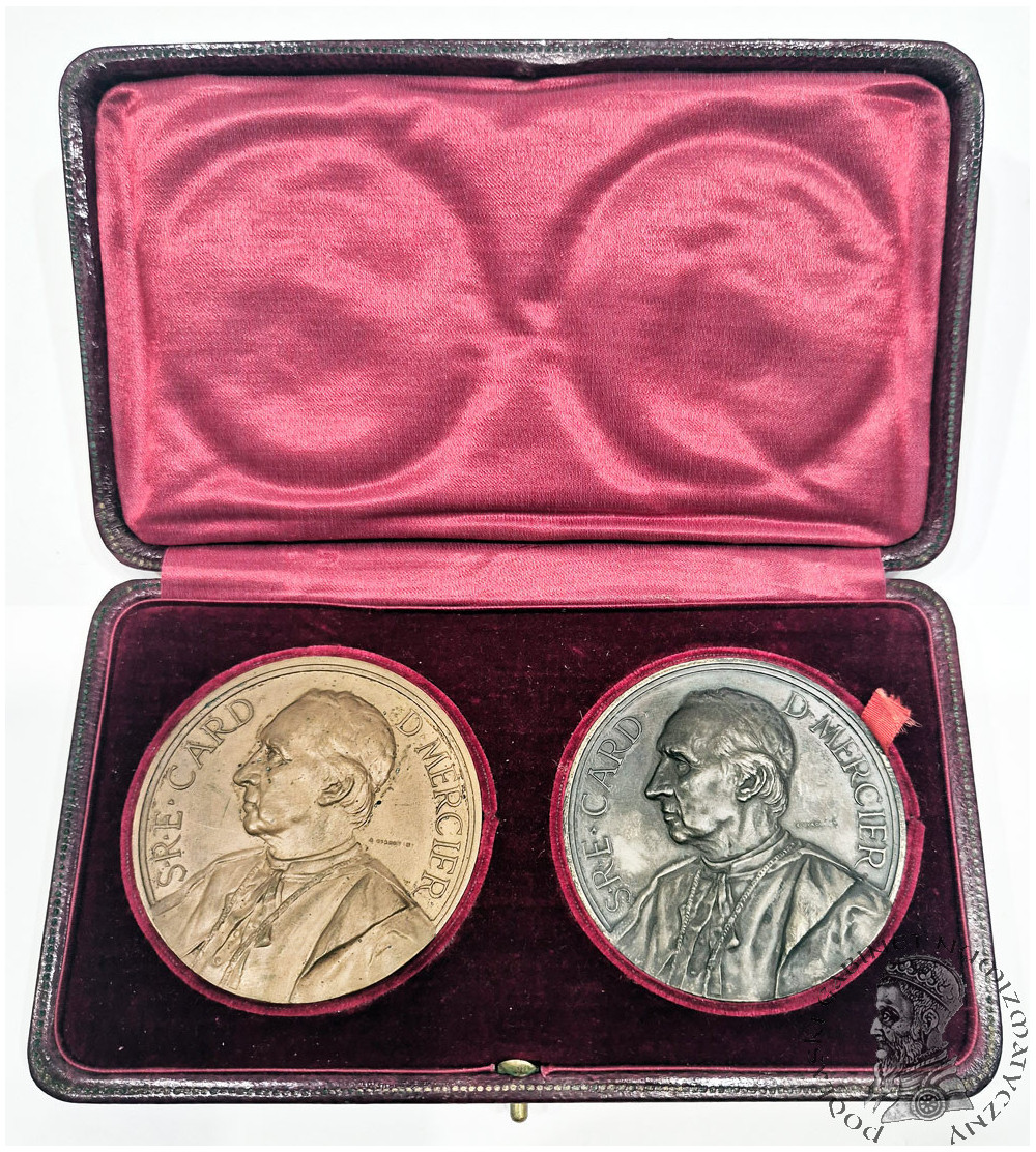 Belgium. Set of two medals 1926 commemorating the death of Cardinal Desiré Felicien François Joseph Mercier