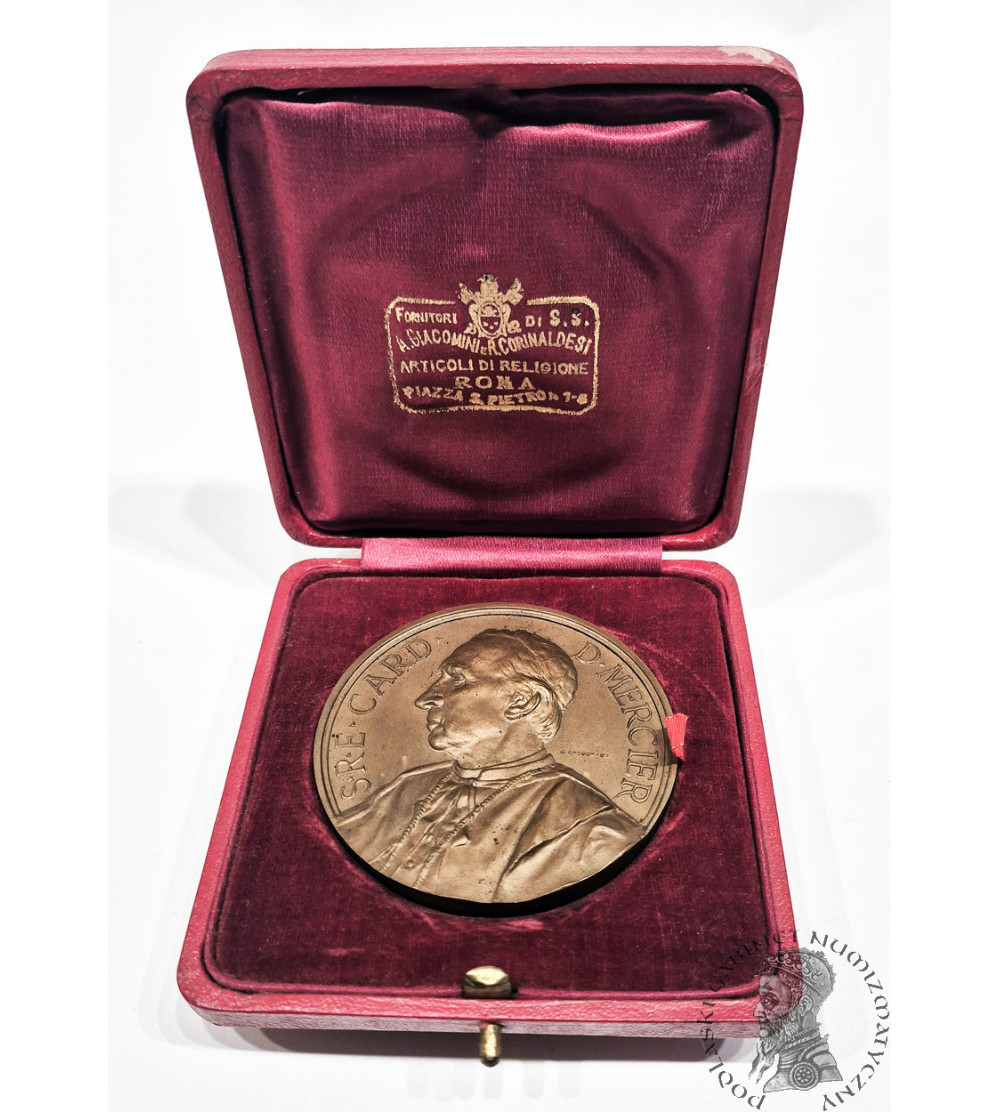 Belgia. Medal 1926 upamiętniający śmierć kardynała Desiré Felicien François Joseph Mercier Belgia. Medal 1926 upamiętniający śmierć kardynała Desiré Felicien François Joseph Mercier