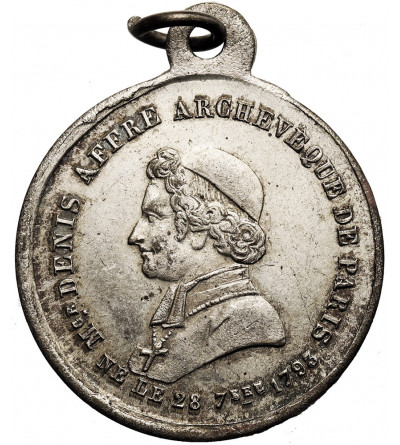 France, Paris. Catholic pendant commemorating the death of Archbishop Denis Affre of Paris on June 27, 1848