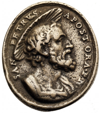 Rome. Oval religious medallion Saint Peter, Jubilee Year