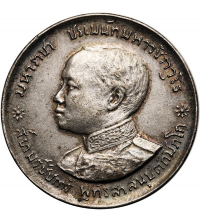Tajlandia, Rama VI 1910-1925. Srebrny medal koronacyjny, BE 2454 / 1911 AD