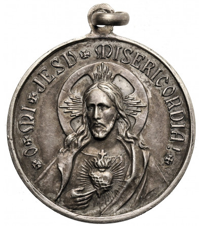 Medalik religijny. Matka Boska Królowa, Jezus z Gorejącym Sercem, XIX/XX w.