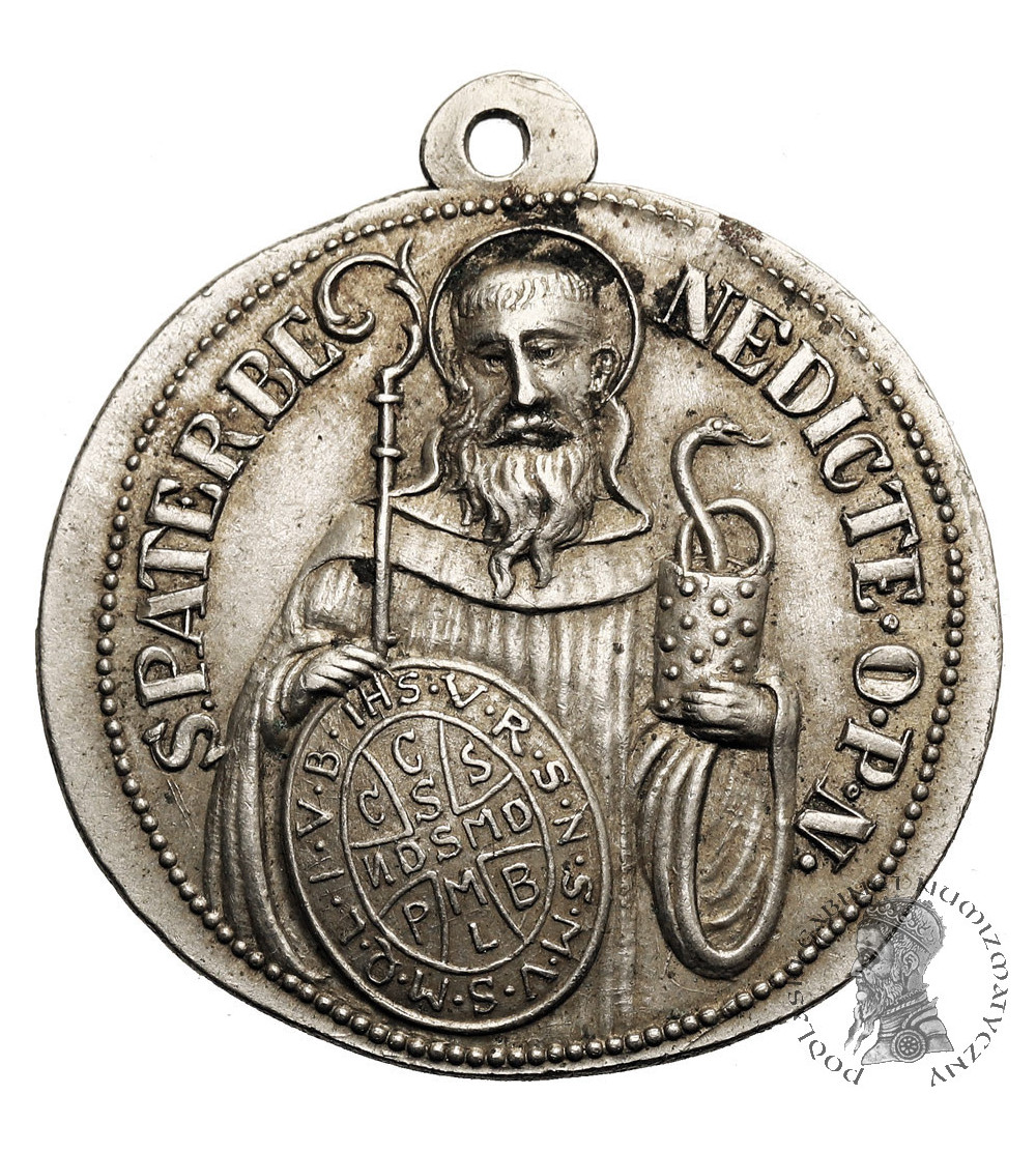 Niemcy, Bawaria - Ettel. Medalik religijny XIX/XX w., Św. Benedykt i Cudowny Obraz z Ettal Niemcy, Bawaria - Ettel. Medalik religijny XIX/XX w., Św. Benedykt i Cudowny Obraz z Ettal
