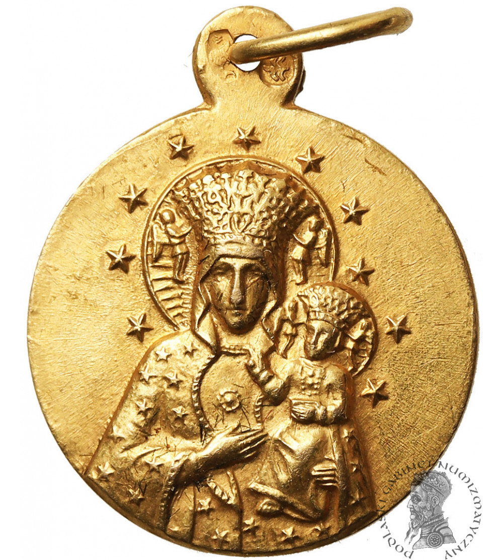 Poland. Gold religious pendant, Our Lady of Częstochowa Poland. Gold religious pendant, Our Lady of Częstochowa
