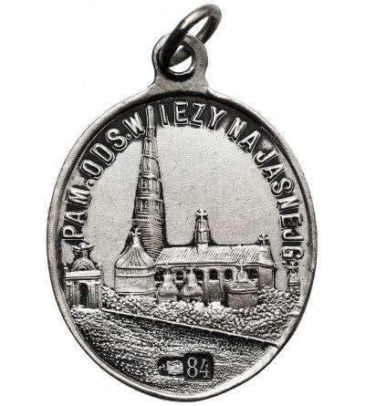 Poland, Russian Partition, Czestochowa. Oval religious pendant 1906, to commemorate the unveiling of the rebuilt tower