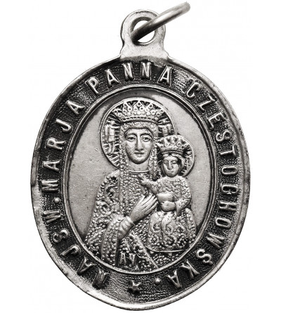 Polska, Zabór Rosyjski, Częstochowa. Owalny medalik religijny 1906, na pamiątkę odsłonięcia odbudowanej wieży