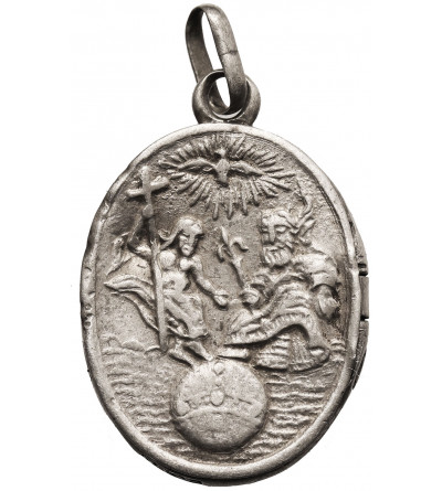 Poland / Lithuania, Vilnius. Two-piece, opened votive medallion Mother of Mercy - Our Lady of Ostra Brama, XIX c.