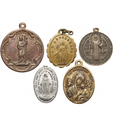 Europe. Set of five religious pendants with the Virgin Mary, XIX cent.