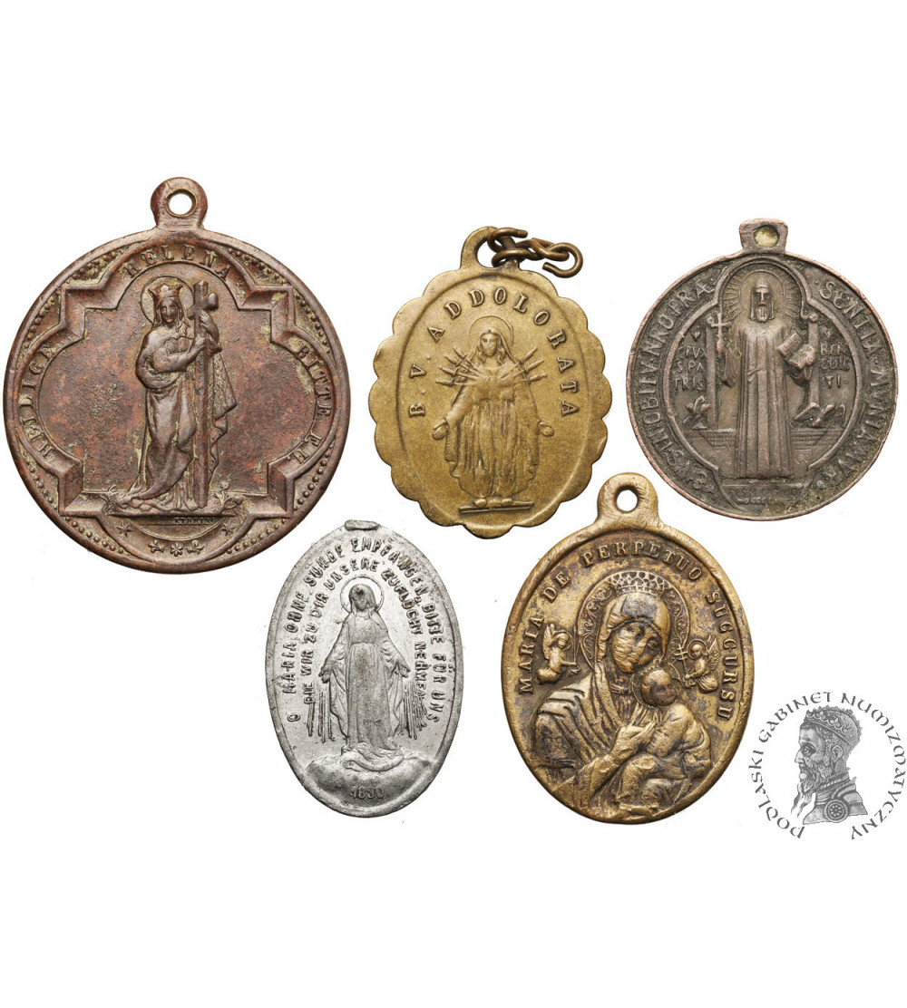 Europe. Set of five religious pendants with the Virgin Mary, XIX cent. Europe. Set of five religious pendants with the Virgin Mary, XIX cent.