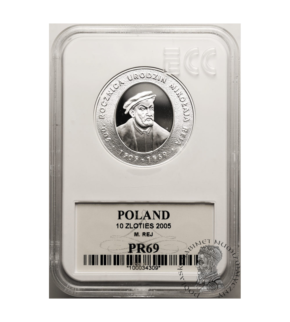 Poland. 10 Zlotych 2005, Mikolaj Rej - Proof GCN ECC PR 69