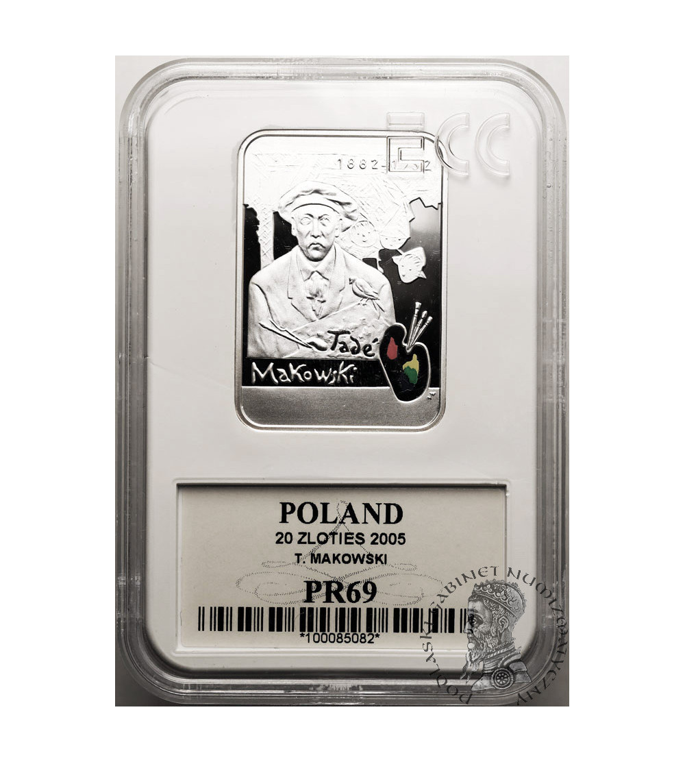 Poland. 20 Zlotych 2005, Tadeusz Makowski - Proof GCN ECC PR 69