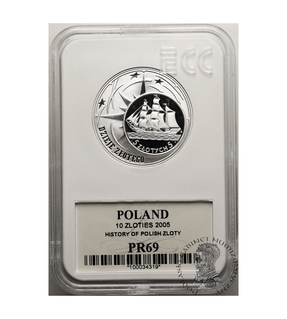 Poland. 10 Zlotych 2005, History of Polish Zloty - Proof GCN ECC PR 69