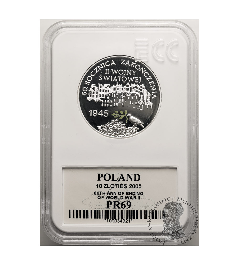 Poland. 10 Zlotych 2005, 60th anniversary of the end of World War II - Proof GCN ECC PR 69