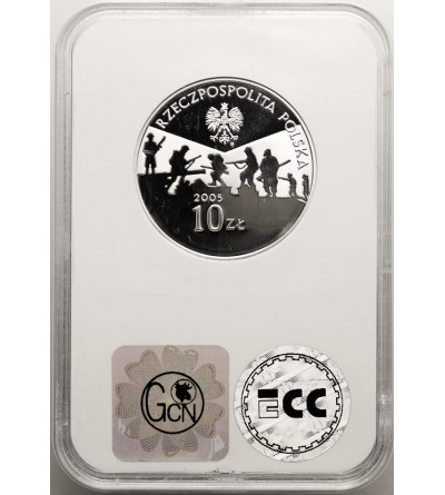 Poland. 10 Zlotych 2005, 60th anniversary of the end of World War II - Proof GCN ECC PR 69