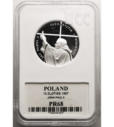 Polska. 10 złotych 1997, Jan Paweł II, Kongres Eucharystyczny - Eucharystia i wolność - GCN ECC PR 68