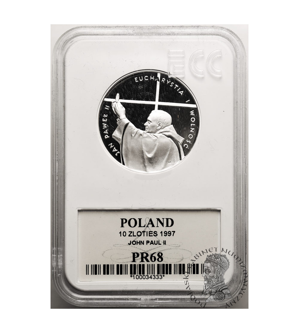 Polska. 10 złotych 1997, Jan Paweł II, Kongres Eucharystyczny - Eucharystia i wolność - GCN ECC PR 68