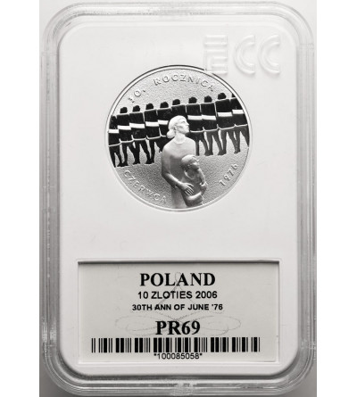 Poland. 10 Zlotych 2006, 30th Anniversary of June '76 - Proof GCN ECC PR 69