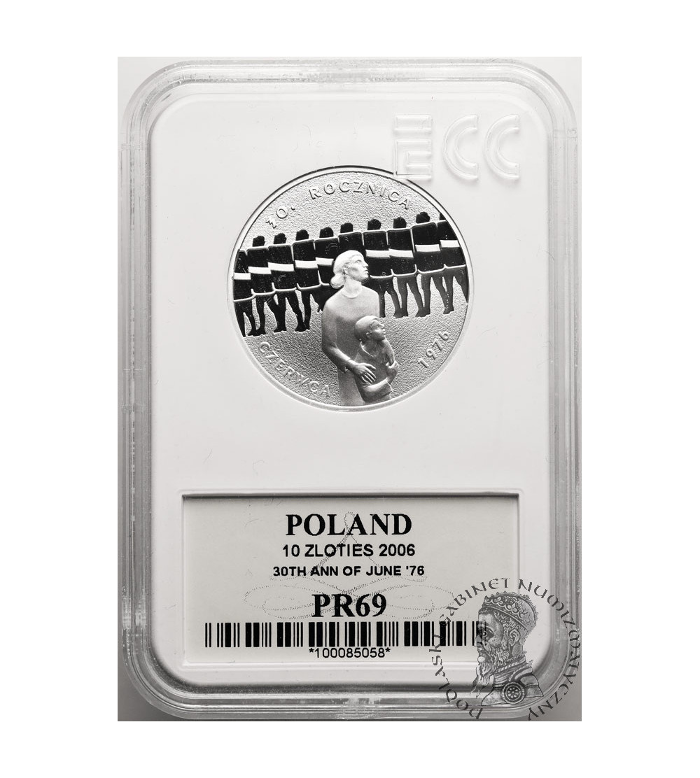 Poland. 10 Zlotych 2006, 30th Anniversary of June '76 - Proof GCN ECC PR 69