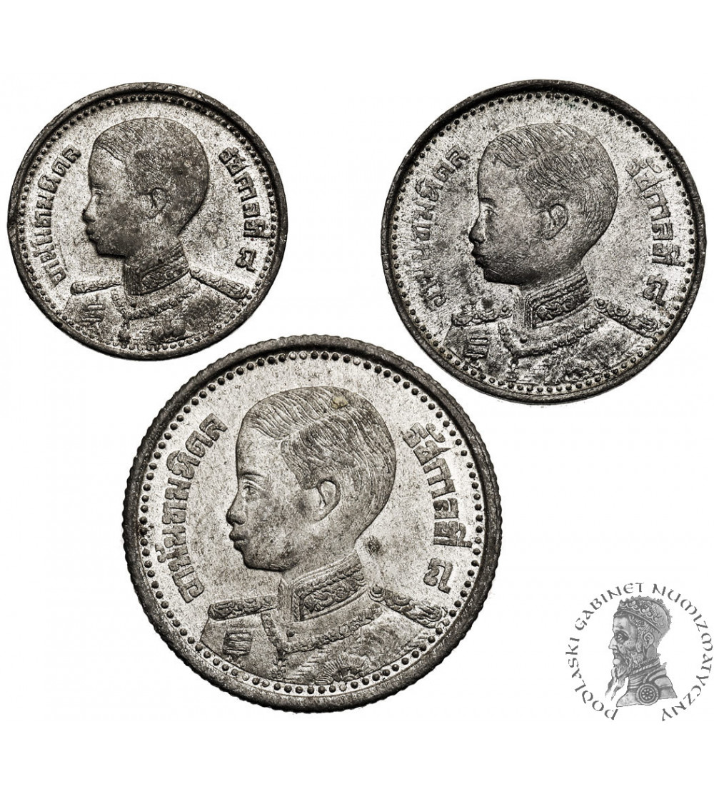 Tajlandia, Rama IX 1946-2016. Zestaw: 5, 10, 20 Satang, BE 2489 / 1946 AD - dziecięce popiersie króla Ananda