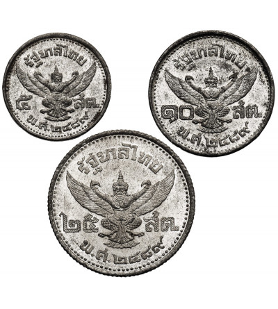 Tajlandia, Rama IX 1946-2016. Zestaw: 5, 10, 20 Satang, BE 2489 / 1946 AD - dziecięce popiersie króla Ananda