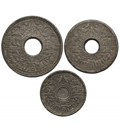 Tajlandia, Rama VIII 1935-1946. Zestaw: 1, 5, 10 Satang, BE 2485 / 1942 AD
