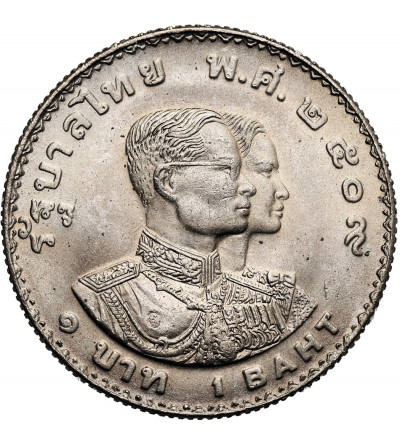 Tajlandia, Rama IX 1946-2016. 1 Baht, BE 2509 / 1966 AD, Piąte Igrzyska Azjatyckie - Bangkok