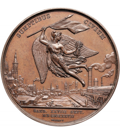 Belgia, Leopold I (1831-1865), Gandawa. Medal 1837 upamiętniający otwarcie linii kolejowej Gandawa - Termonde