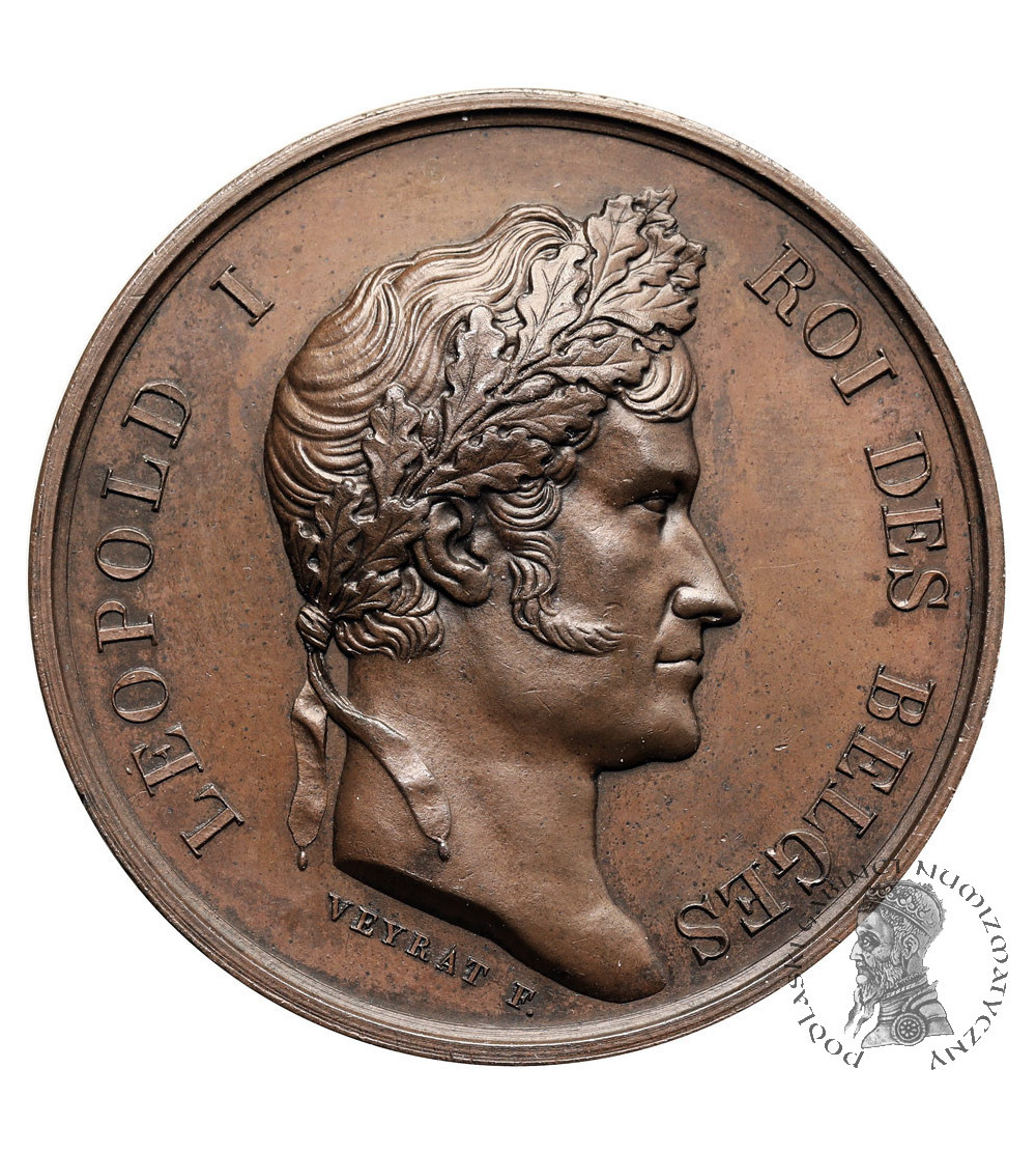 Belgia, Leopold I (1831-1865). Medal 1852 upamiętniający króla przekazującego flagi armii Belgia, Leopold I (1831-1865). Medal 1852 upamiętniający króla przekazującego flagi armii