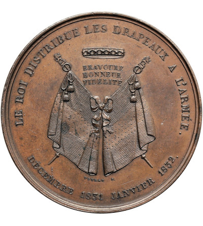 Belgia, Leopold I (1831-1865). Medal 1852 upamiętniający króla przekazującego flagi armii