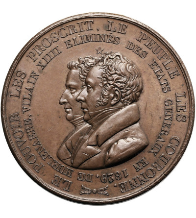 Belgium. Medal 1829, protest medal against the elimination of De Meulenaere and Vilain by Vivier