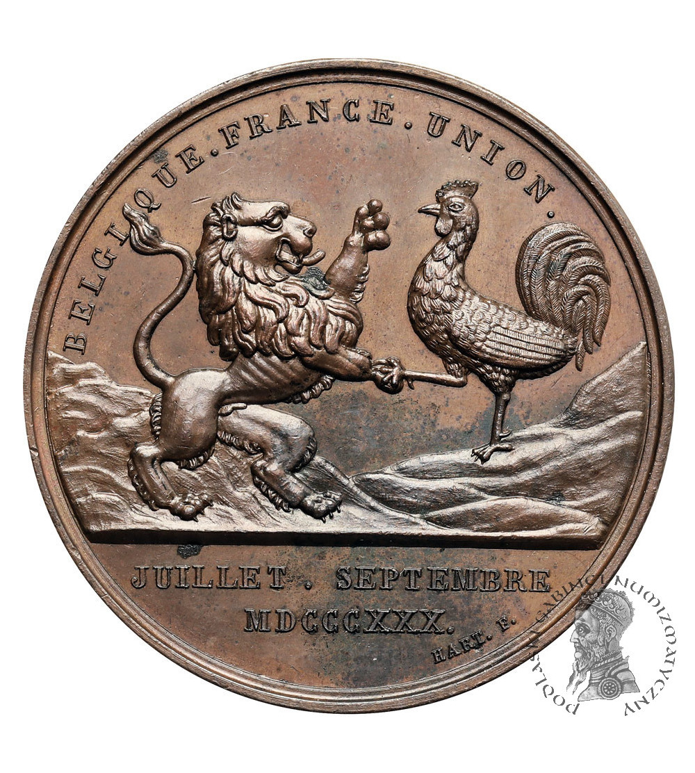 Belgia, Leopold I (1831-1865). Medal 1832 upamiętniający Unię Belgijsko - Francuską Belgia, Leopold I (1831-1865). Medal 1832 upamiętniający Unię Belgijsko - Francuską