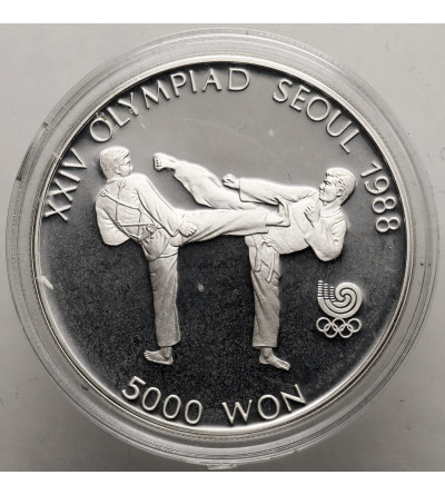 Korea Południowa. 5000 Won 1986, XXIV Igrzyska Olimpijskie w Seulu 1988, Taekwondo - Proof